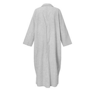 Abaya Larga Holgada Personalizada de Moda para Mujer Musulmana, <span class=keywords><strong>Vestido</strong></span> Largo Informal de Algodón y Lino para Mujer - Product Image 5