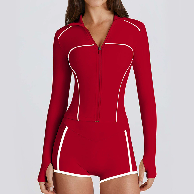 Zip-Up Activewear Set (6540): fabric, pocket and construction detail
