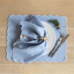 Serviette de table brodée en coton lin faite à la main moderne pour les mariages salles à manger grandes fêtes restaurants avions - Product Image 6