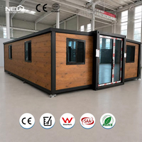 Maison conteneur extensible de 40 pieds, villa de vacances de luxe, maison préfabriquée modulaire en acier avec 1, 2, 3 ou 4 chambres et salle de bain, bureau