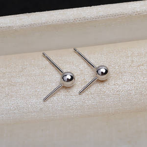 Boucles d'oreilles en argent S925 avec petites billes de 4 mm, tendance, personnalisables, 6-10 perles, accessoires de support vides pour DIY 4921 - Product Image 2