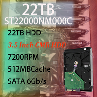 قرص صلب داخلي للمؤسسات ST22000NM000C سعة 22 تيرابايت بسرعة دوران 7200 دورة في الدقيقة وذاكرة تخزين مؤقت 512 ميجابايت وواجهة SATA 6 جيجابت/ثانية مقاس 3.5 بوصة لخوادم مراكز البيانات