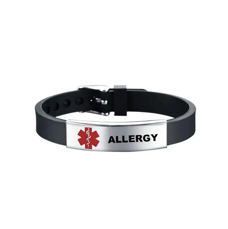 En acier inoxydable La Vie Étoile Silicone Médical Bracelet L'asthme Diabète Bracelet D'alerte