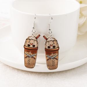 1 par de pendientes colgantes de Halloween acrílico café para mujer regalo de cumpleaños - Product Image 4