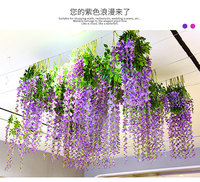Dekorasi Gantung Dinding Plafon Bunga Wisteria Buatan Tangan dari Plastik, Bunga Palsu Bergaya Pedesaan untuk Hiasan Hijauan Dalam Ruangan
