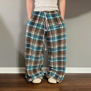 Baggy Flannel Wide <b>Leg</b> Sweatpants Trousers Oversized Straight <b>Leg</b> Jogger Flare Sweat Pants Flannel Plaid Baggy Sweatpants Men - Product Image 2