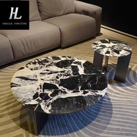 Table basse en marbre naturel de style italien, haut de gamme, simple, luxueuse et moderne, pour salon de villa, combinaison élégante de tables basses