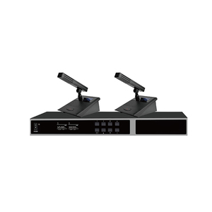 Sistema de Micrófono Inalámbrico Dual de 1200 MHz con Auriculares Lavalier de Cuello de Cisne y Micrófono de Escritorio para Conferencias - Product Image 2