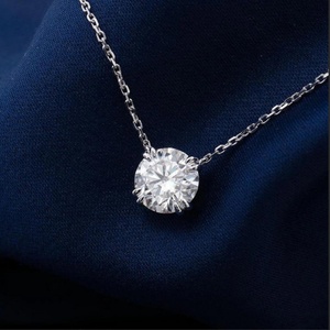 Collier ras du cou minimaliste en or 14 carats rempli, avec moissanite VVS GRA taille ronde 1ct 2ct, style solitaire diamant, tendance pour femme - Product Image 5