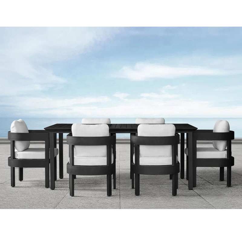 All weather outdoor furniture patio customize table and chairs garden aluminum dining set
