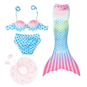 Ensemble trois pièces bikini queue de sirène pour filles avec coquillages, en mousseline dégradée, nouvelle collection, vente chaude transfrontalière - Product Image 1