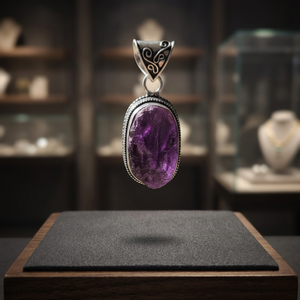 Pendentif Améthyste en grappe Druzy avec monture en argent, pierre naturelle, cristal brut, améthyste, fait main pour femme, pierre précieuse, fiançailles H.A. - Product Image 2