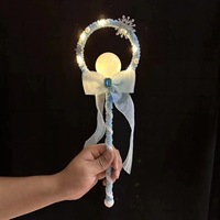 Baguette Magique Lumineuse LED pour Enfants, Motif Cœur et Flocon de Neige, Idéale pour Filles, Nouveauté Tendance