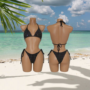 S741 مجموعة بيكيني مستدامة ، بأشرطة رقمية ، أحجار الراين الكريستالية الصلبة ، أنماط أحجار الراين الوامضة البراقة للاستحمام - Product Image 1