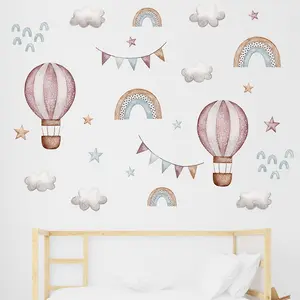 Cartoon Hot Air Balloon Rainbow Wall Stickers For Kids Room Bedroom Nursery Decoration Wall Decal