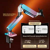 Herstellerprodukt: Rosa-Blau Verlaufender Gasdruckfeder-Monitorarm, 32 Zoll ABS-Basis, Trägt 2-10kg Bildschirm, 75/100 VESA Monitorständer