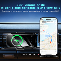 Nouveauté Support de téléphone de voiture à fixation magnétique transparente en verre trempé pour grille d'aération Charge rapide 15W Chargeur de voiture sans fil