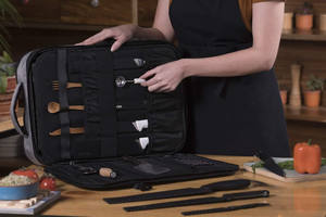 Échantillon gratuit Sac de rangement pour couteaux de chef de voyage et de camping personnalisé, pliable, enroulable, de poche, pour couteaux de cuisine, étui de transport, organisateur de sac à outils - Product Image 3