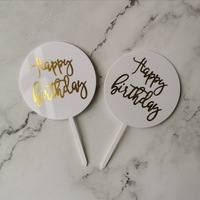 Décoration de gâteau en acrylique, pas cher, rond en forme de cœur, étoile, joyeux anniversaire