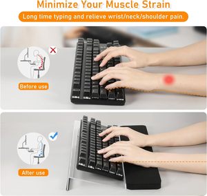 Acrylic Keyboard Riser Holder Tilt Ergonomic Computer Keyboard Stand with Keyboard <strong>Wrist</strong> <strong>Rest</strong> for Desktop - Product Image 3