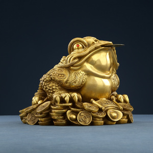 Adorno de sapo de la fortuna de latón, decoración Feng Shui para el hogar u oficina, regalo - Product Image 3