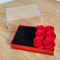 Boîte à fleurs éternelles, boîte cadeau pour la Saint-Valentin, boîte transparente en acrylique, collier à 6 pièces, boîte à pendentif, boîte à bague, transport de fleurs roses