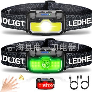 Lampe frontale LED rechargeable multi-modes avec capteur, 1000 mAh, chargement Type-C, pour course en extérieur et exploration - Product Image 1