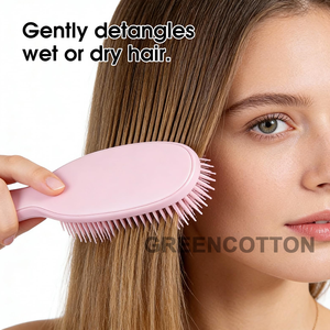 Cepillo para Desenredar el <span class=keywords><strong>Cabello</strong></span> con Logotipo Personalizado, Cepillo para el <span class=keywords><strong>Cabello</strong></span> de Plástico Rosa Claro, Cepillo para Masaje del Cuero Cabelludo con Cerdas Flexibles para Mujeres con <span class=keywords><strong>Cabello</strong></span> Rizado - Product Image 4