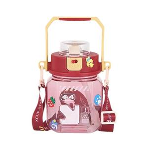 Grande capacité été Sports de plein air verres en plastique nouveau carré gros ventre tasse Anti-chute pratique bandoulière paille eau - Product Image 5