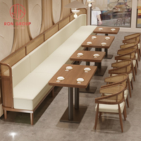 Canapé personnalisé pour café, restaurant rapide, café commercial, banquette de restaurant en bois, mobilier de restauration, ensemble table et chaises