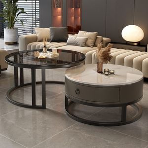 <span class=keywords><strong>Table</strong></span> <span class=keywords><strong>Basse</strong></span> Extensible Moderne en Acier Inoxydable avec Rangement et Plateau en Dalle de Roche – Qualité Supérieure – Offre Spéciale - Product Image 5