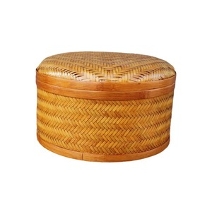 <b>Bamboo</b> Woven Handmade Tea Storage Box Round 22x11 Cm For Kitchen Use - Product Image 5