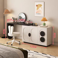 Table de maquillage en bois de style italien avec tiroirs, table de maquillage personnalisée blanche et noire de luxe pour filles avec miroir