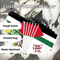 Usine en gros personnalisé 14*21cm drapeau palestinien Polyester impression numérique drapeau à main Logo personnalisé pour l'éducation