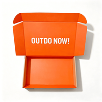 Boîte d'expédition en carton ondulé Kraft avec intérieur entièrement imprimé orange pour équipement de camping et de sport en plein air, emballage cadeau avec slogan personnalisé