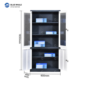 Armoire de bureau ignifuge personnalisable de conception chinoise en fer avec portes en verre et en fer, montage facile, gain de place H1850W900D400mm - Product Image 4