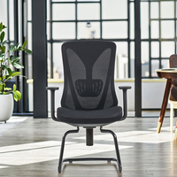 Chaise de bureau moderne sans roulettes, réglable en hauteur, avec accoudoirs en tissu, structure en alliage d'aluminium et plastique, idéale pour salle de réunion de luxe