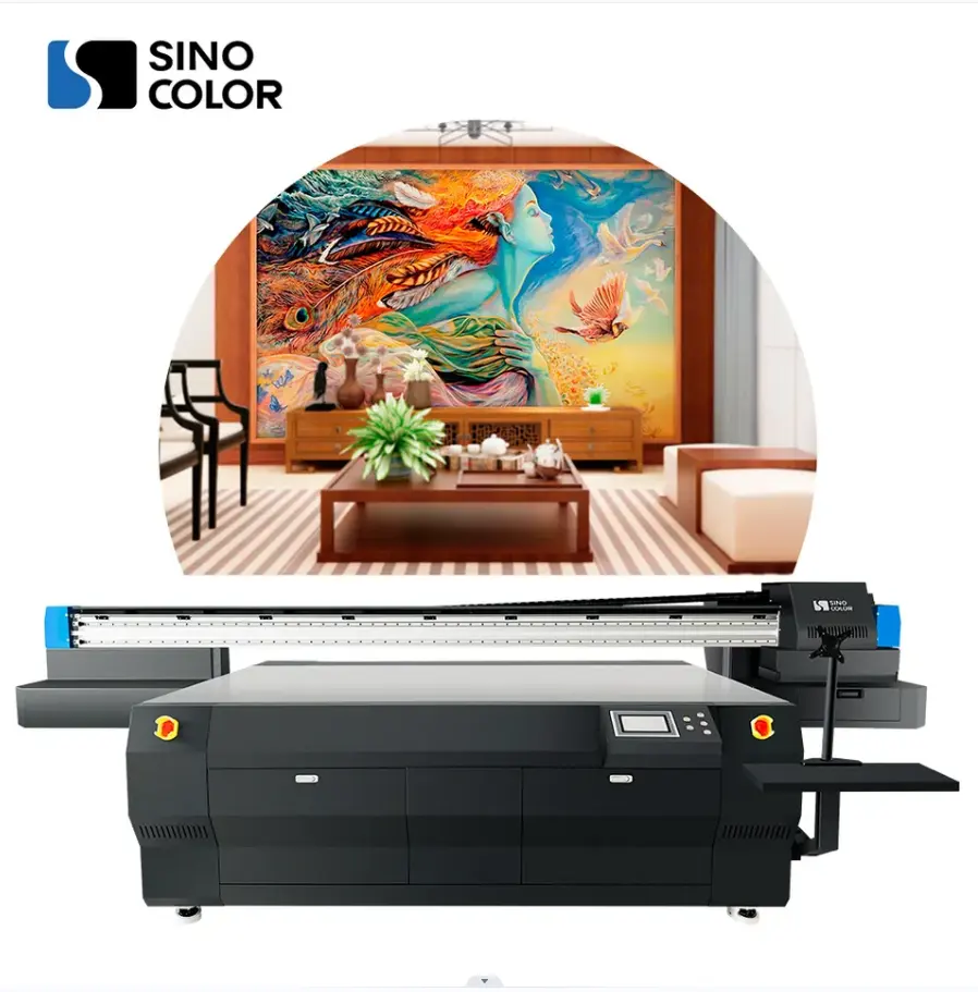 Sinocolor 2513 bốn i3200 đầu G5 G6 huỳnh quang mực 3D hiệu ứng PVC Hội Đồng Quản trị biển thủy tinh kim loại trang trí rộng định dạng UV máy in