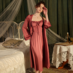 Nuova Moda Estiva <span class=keywords><strong>Camicia</strong></span> <span class=keywords><strong>da</strong></span> <span class=keywords><strong>Notte</strong></span> Lunga in Raso di <span class=keywords><strong>Seta</strong></span> con Bordo in Pizzo Snellente per <span class=keywords><strong>Donna</strong></span> Z4568 e Vestaglia Kimono con Cintura Abbigliamento <span class=keywords><strong>da</strong></span> Casa - Product Image 4