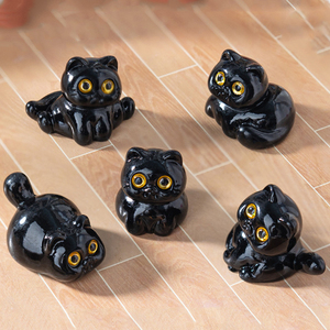 Figuras Decorativas de Gatos Negros en Miniatura, Pintadas con Resina, Adornos de Gatitos, Resistentes al Agua, Ligeros, Paquete al por Mayor - Product Image 3