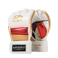 Gants de sport MMA en cuir PU de marque KANGRUI en gros avec logo personnalisé, gants de Muay Thai pour sac de frappe, demi-doigts, tailles M/L