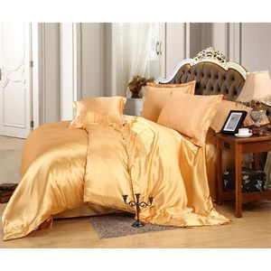 Ensemble de literie Abp Collection Twin XL en satin doré doux, 4 pièces, avec drap-housse à fermeture éclair et taies d'oreiller - Product Image 1