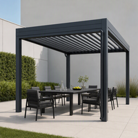 Pergola en aluminium motorisée et étanche avec gouttière, personnalisée pour jardin, terrasse, patio, espace de loisirs