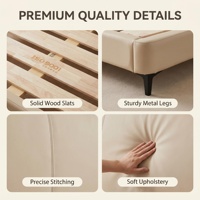 Base de Cama Moderna Baja, Tapizada en Cuero Genuino de Lujo, con Estructura de Madera y Garantía de 10 Años para Dormitorio de Villa