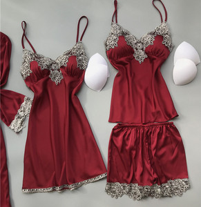 Camisón <span class=keywords><strong>de</strong></span> encaje <span class=keywords><strong>de</strong></span> satén para mujer, lencería, Sexy, <span class=keywords><strong>de</strong></span> seda - Product Image 4