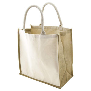 Print Gifts Packaging Shopping Supermarket Promotion <b>White</b> Yellow Splice Custom Printed Jute Market <b>Bag</b> - Product Image 3