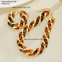 Vente flash : Ensemble de bijoux collier et bracelet punk en résine CCB, motif léopard et géométrique, pour femme, style luxe léger, assorti à tout