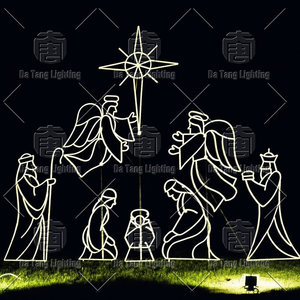 Ensemble de lumières de crèche de Noël pour l'extérieur, scène de la Nativité avec la Sainte Famille - Product Image 6