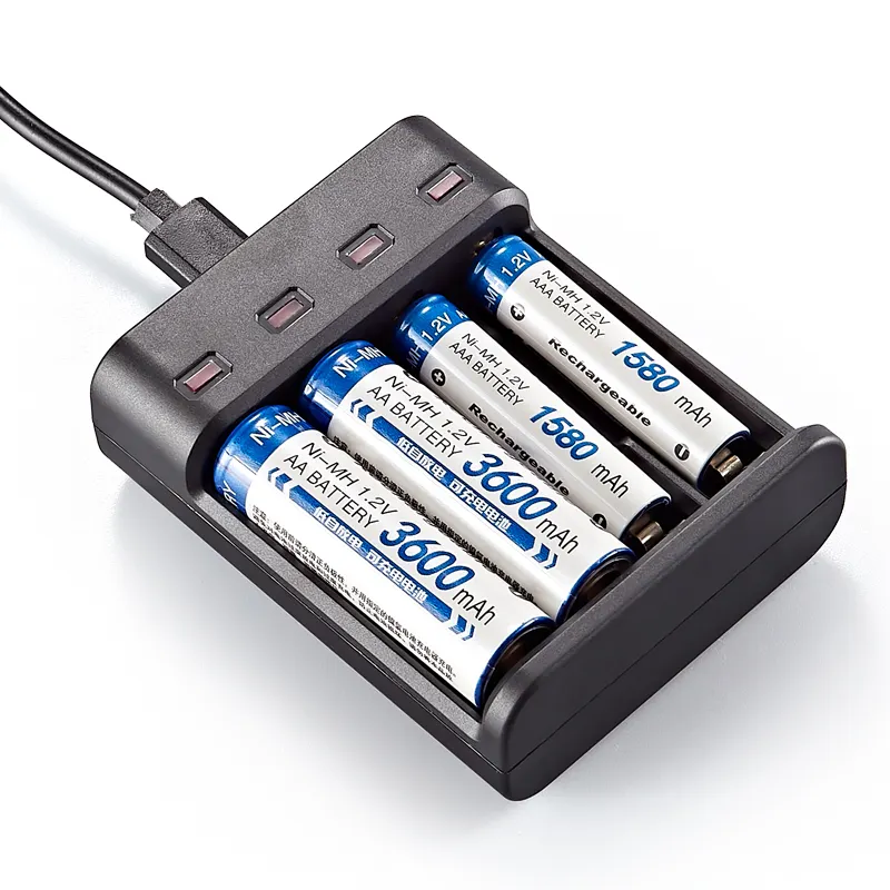 Hoge Kwaliteit Smart 4 Slots Oplaadbare Ni-Mh Batterij 1.2V Batterijen Charger Aa/Aaa