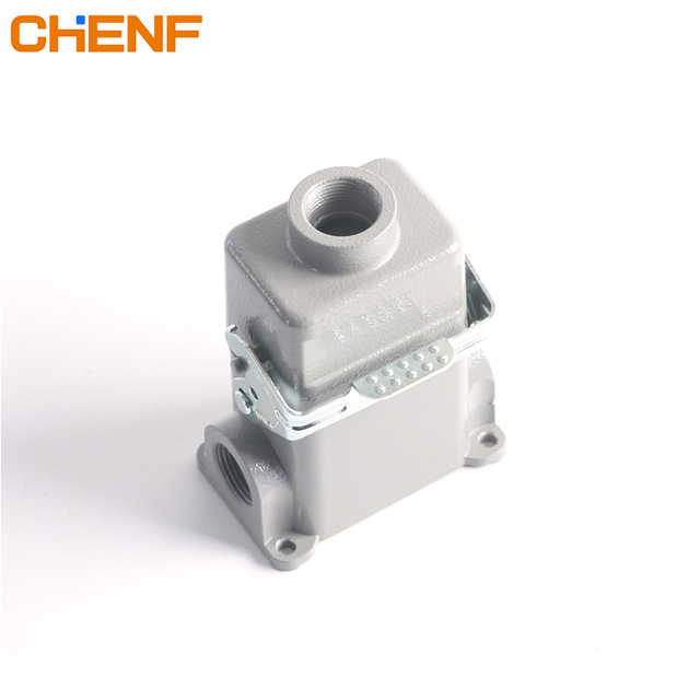 Heavy Duty Connector HE Serie 6P 10P 16P 24P Aluminium Shell Copper Terminal Bulkhead Mounting Housing with Single Locking